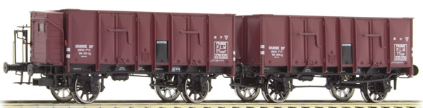 REE Modeles WB-477 - French PLM Railroad Set of two red OCEM 29 Gondolas, Era II